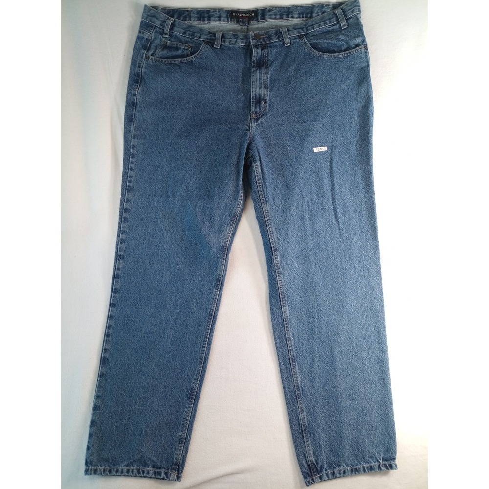Real Ranch Jeans Mens 46x34 Relaxed Fit Blue Denim Workwear Straight Leg (P)